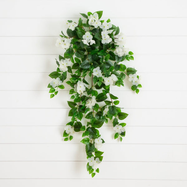 41" UV Resistant Artificial Hydrangea Hanging Plant (Indoor/Outdoor) - Set of 2