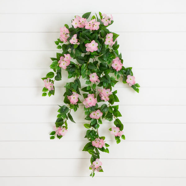 41" UV Resistant Artificial Hydrangea Hanging Plant (Indoor/Outdoor) - Set of 2