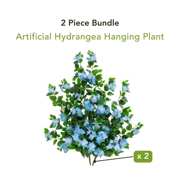 41" UV Resistant Artificial Hydrangea Hanging Plant (Indoor/Outdoor) - Set of 2