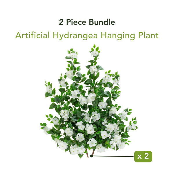 41" UV Resistant Artificial Hydrangea Hanging Plant (Indoor/Outdoor) - Set of 2