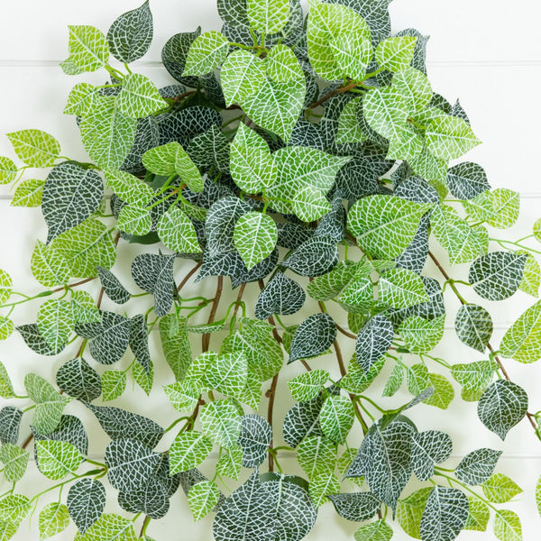41" UV Resistant Artificial Fittonia Hanging Plant (Indoor/Outdoor) - Set of 3