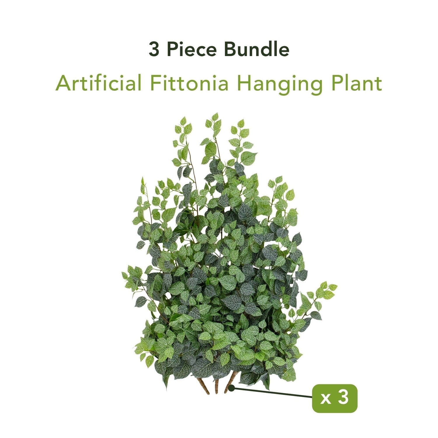 41" UV Resistant Artificial Fittonia Hanging Plant (Indoor/Outdoor) - Set of 3