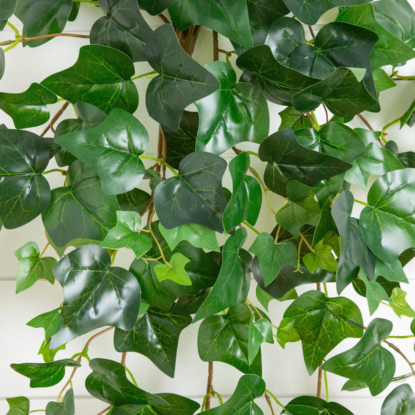 41" UV Resistant Artificial Puff Ivy Hanging Plant (Indoor/Outdoor) - Set of 3