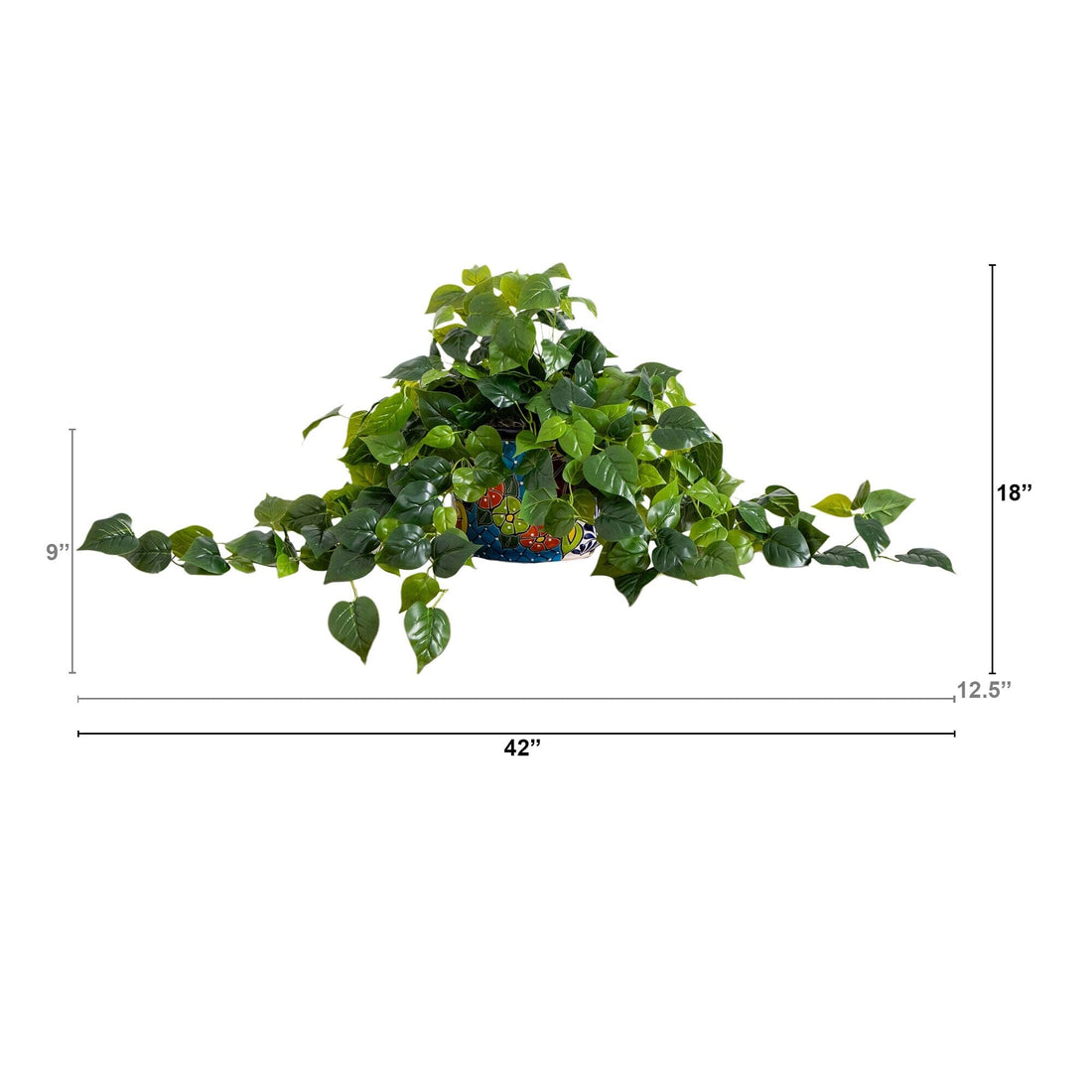 indoor mexican plants Nearly Natural 42 in. UV Resistant Artificial Philodendron in Handmade Mexican Talavera Ceramic Planter (Indoor/Outdoor)