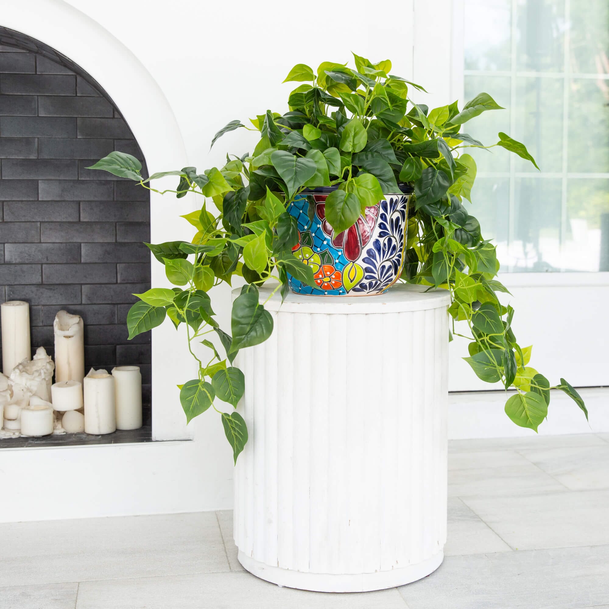 42” UV Resistant Artificial Philodendron in Handmade Mexican