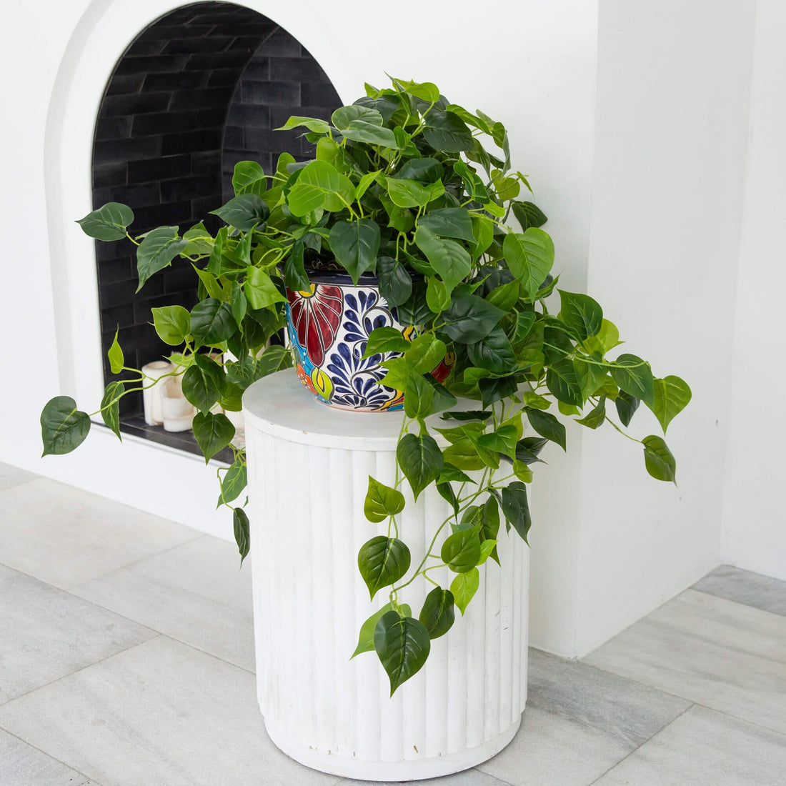 Nearly Natural 42 in. UV Resistant Artificial Philodendron in Handmade Mexican Talavera Ceramic Planter (Indoor/Outdoor)