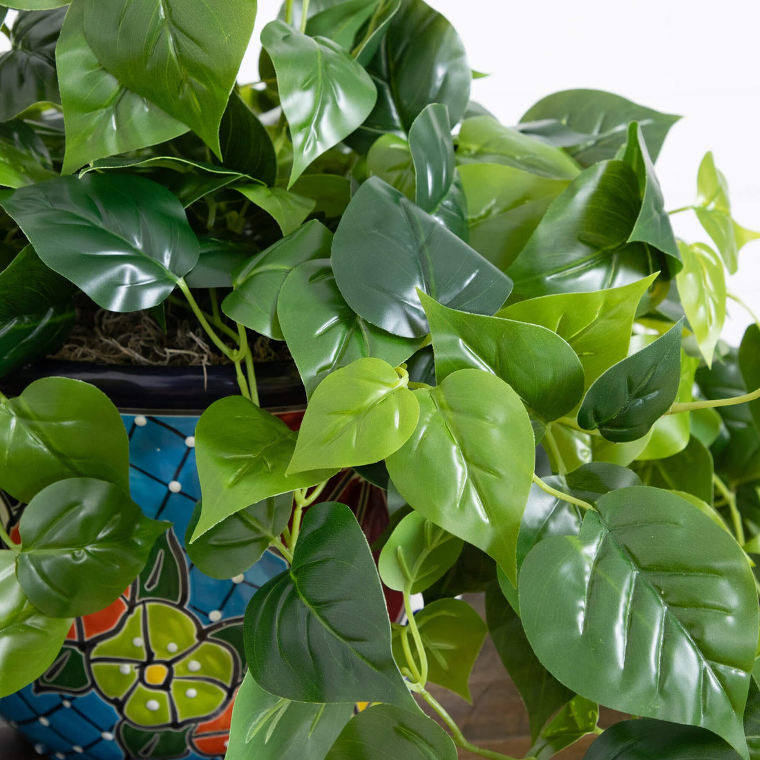mexican philodendron Nearly Natural 42 in. UV Resistant Artificial Philodendron in Handmade Mexican Talavera Ceramic Planter (Indoor/Outdoor)