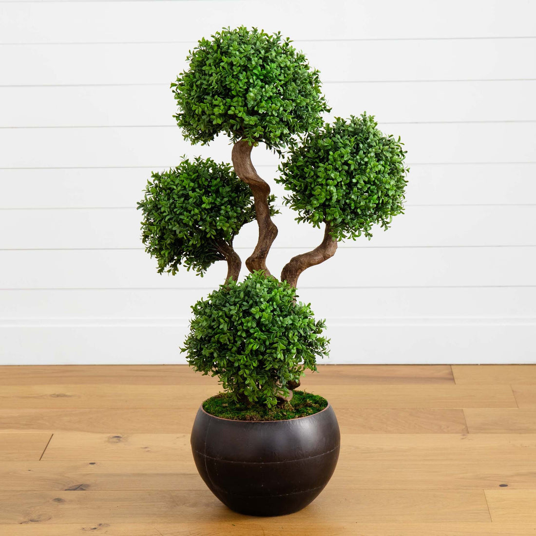 artificial ball plant in pot 44” Four Ball Boxwood Artificial Topiary Tree in Planter