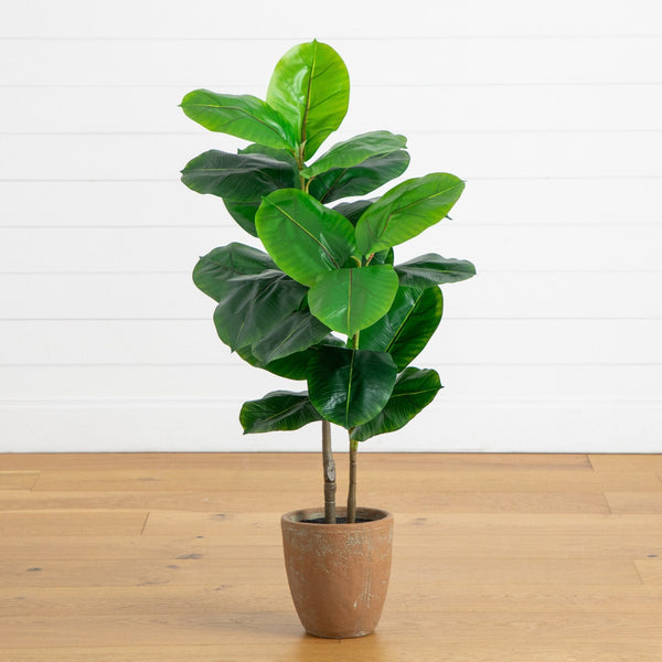 44" Artificial Rubber Tree in Decorative Planter