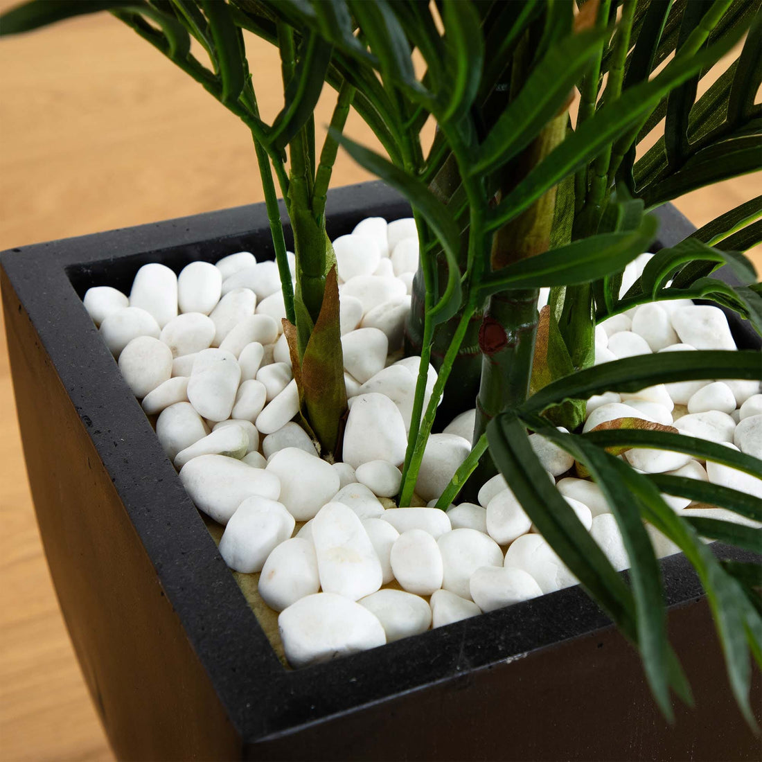 areca palm tree in planter 4.5' Areca Palm Tree with Black Wash Planter UV Resistant (Indoor/Outdoor)