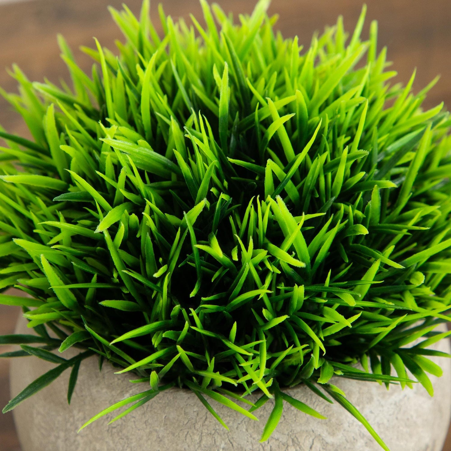 4.5" Artificial Grass Plant in Cement Planter - Set of 2