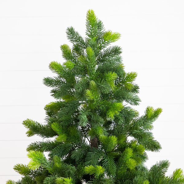 4.5' Artificial Real Touch Christmas Spruce Pine in White Decorative Planter
