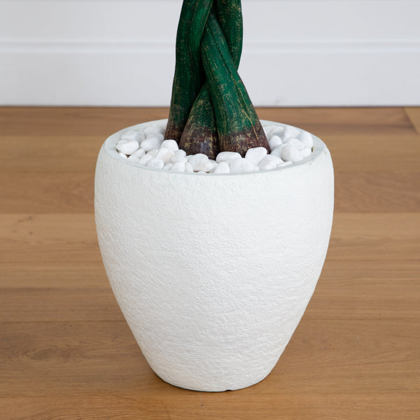 4.5’ Money Artificial Tree in White Oval Planter (Real Touch