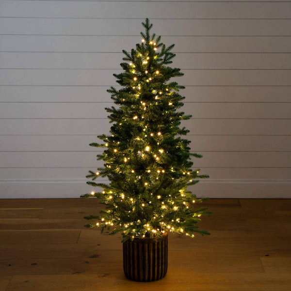 4.5' Pre-Lit Artificial Christmas Tree in Decorative Planter with 400 LED Lights