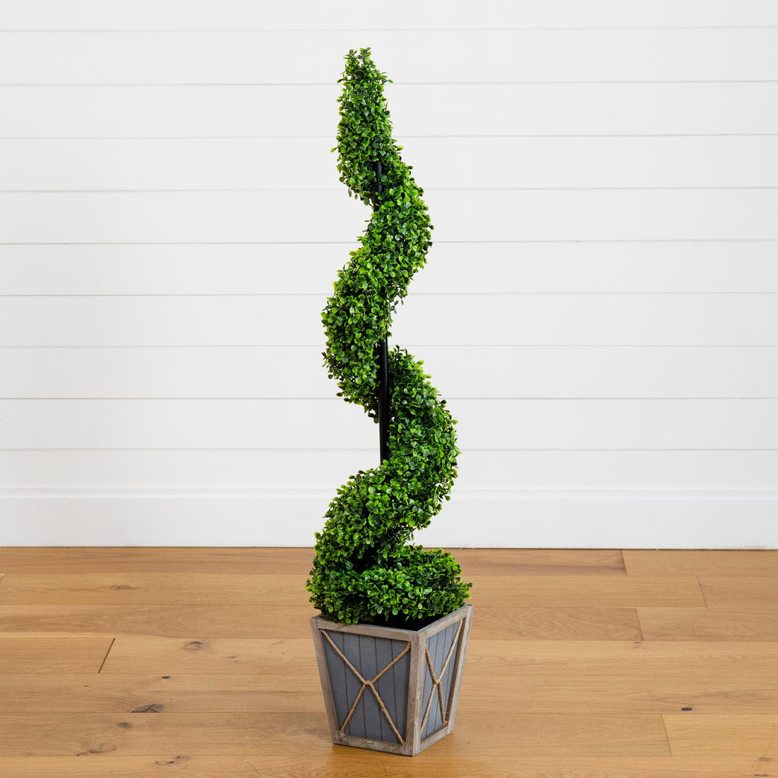 indoor artificial plants with lights 45” UV Resistant Artificial Boxwood Spiral Topiary Tree with LED Lights in  Decorative Planter (Indo