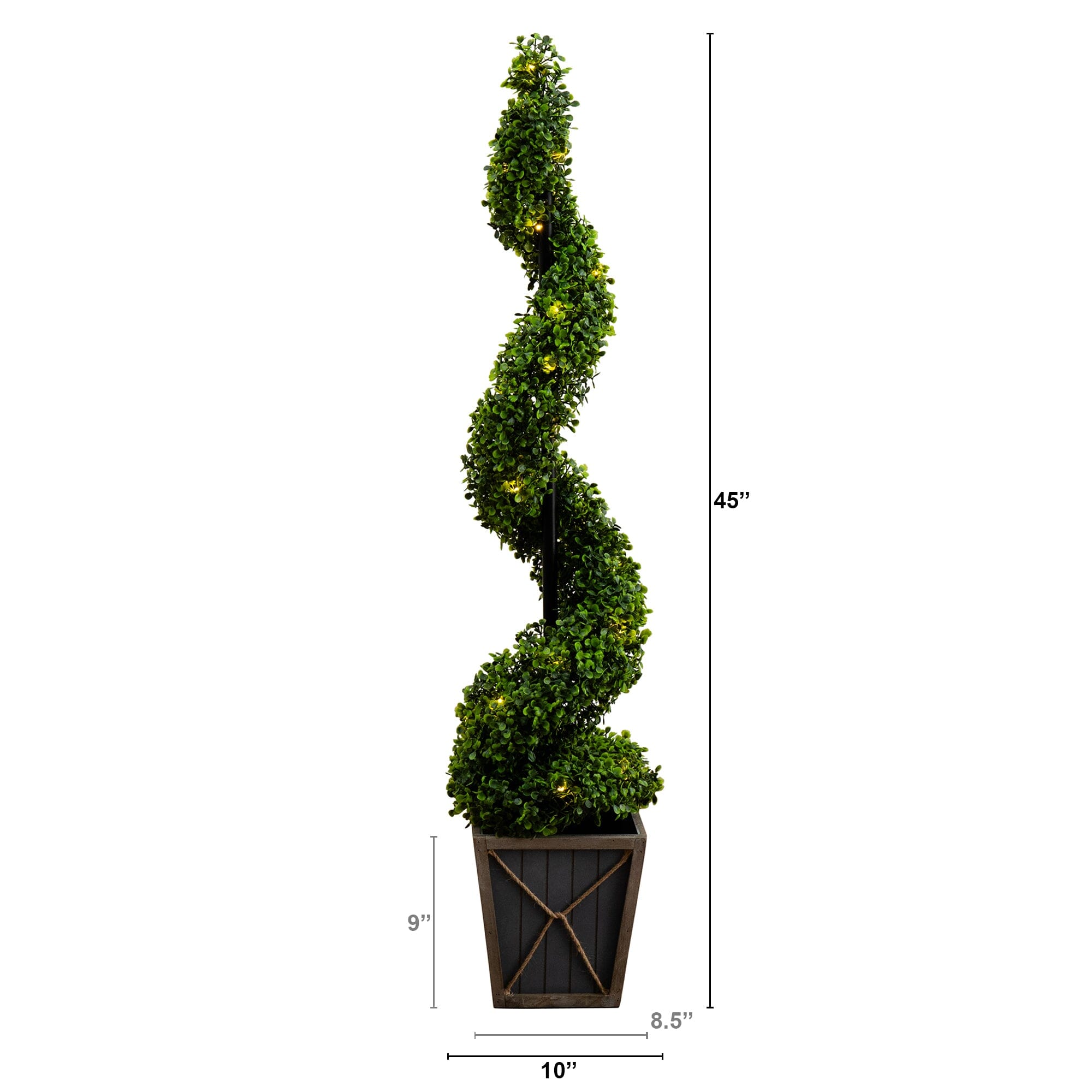 45” UV Resistant Artificial Boxwood Spiral Topiary Tree with LED