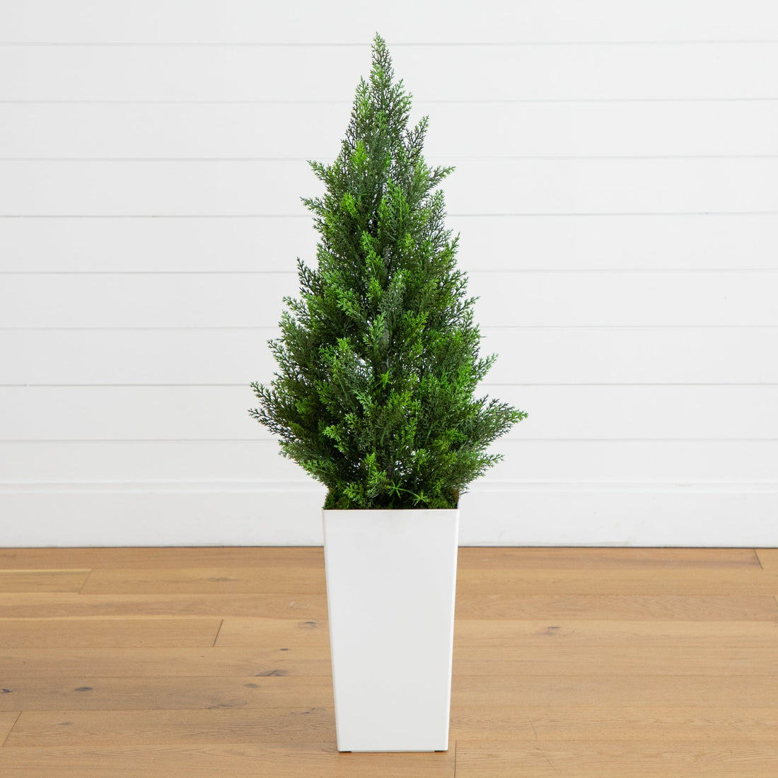 can you plant cedar trees in pots 45" UV Resistant Artificial Cedar Tree in White Tower Planter (Indoor/Outdoor)