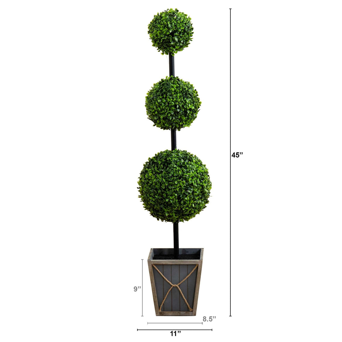 plastic topiary plants Nearly Natural 45in. UV Resistant Artificial Triple Ball Boxwood Topiary with LED Lights in Decorative Planter (Indoor/Outdoor)