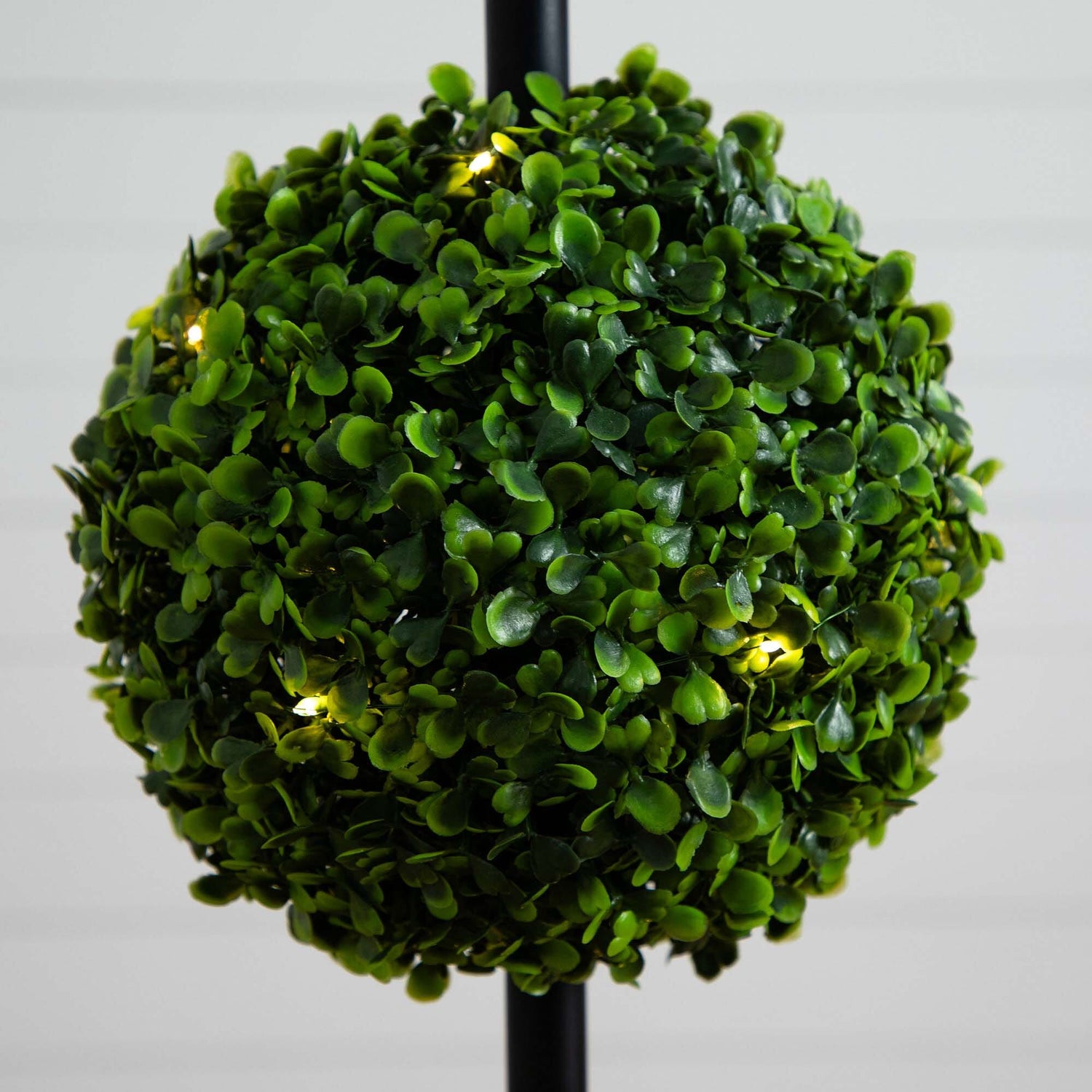 45" UV Resistant Artificial Triple Ball Boxwood Topiary with LED Lights in Decorative Planter (Indoor/Outdoor)