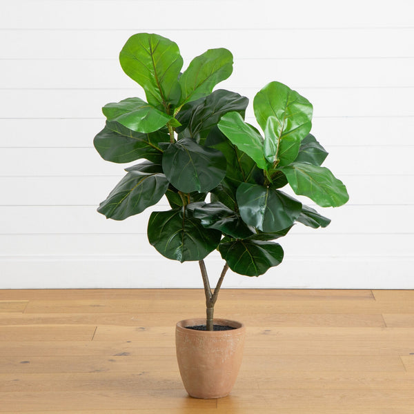 45" Artificial Giant Leaf Fiddle Leaf Fig Tree in Decorative Planter