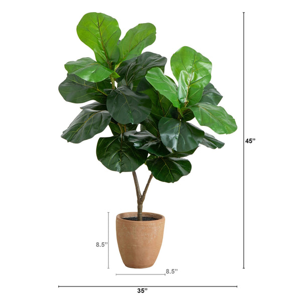 45" Artificial Giant Leaf Fiddle Leaf Fig Tree in Decorative Planter