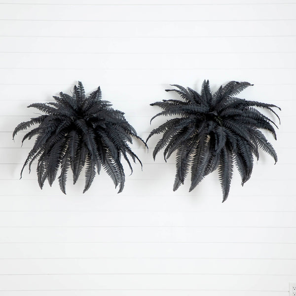 48" Artificial Halloween Black Boston Fern - Set of 2