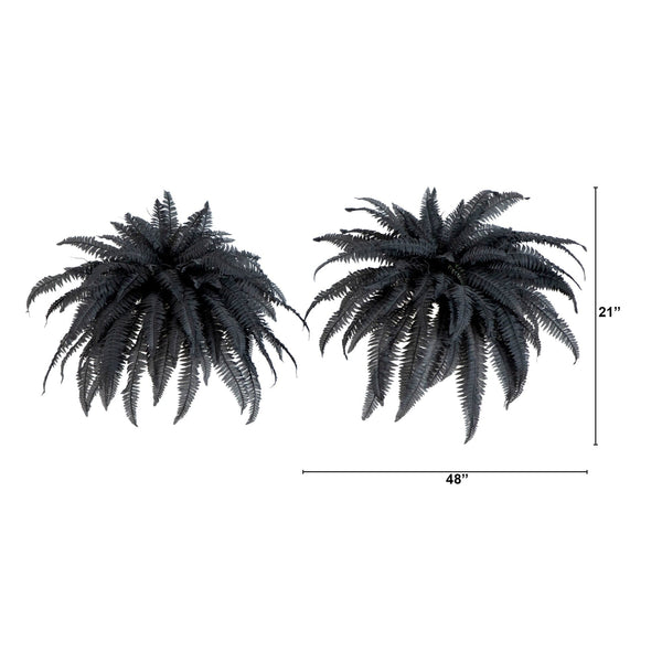 48" Artificial Halloween Black Boston Fern - Set of 2
