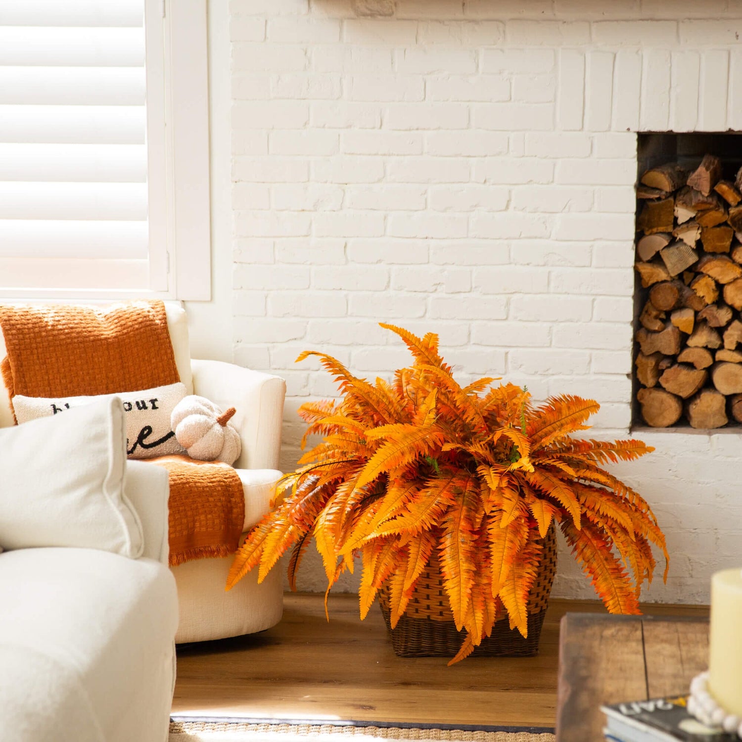 48" Autumn Artificial Fall Boston Fern - Set of 2