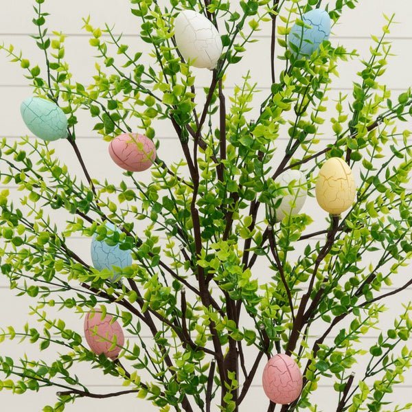 4' Pre-Lit Artificial Easter Egg Twig Tree with Greens and 48 Warm White LED Lights