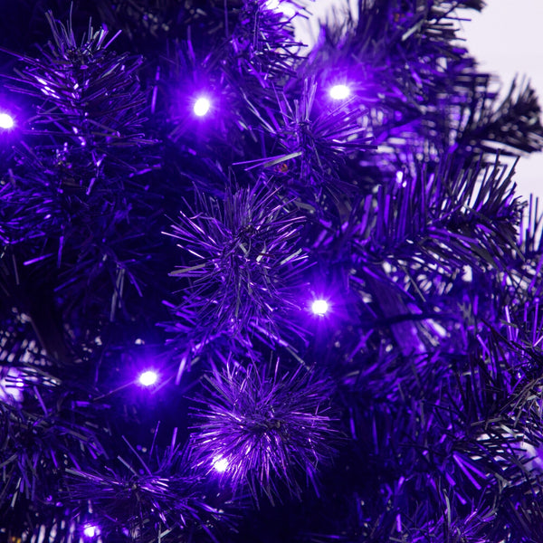 4' Pre-Lit Artificial Halloween Black Moon & Skull Tree with 250 Orange & Purple LED Lights