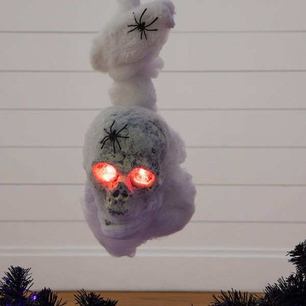 4' Pre-Lit Artificial Halloween Black Moon & Skull Tree with 250 Orange & Purple LED Lights