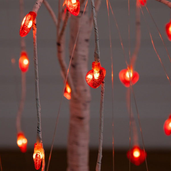 4' Pre-Lit Artificial Valentine's Day Willow Tree with 48 Heart Shaped LED Lights