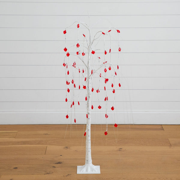 4' Pre-Lit Artificial Valentine's Day Willow Tree with 48 Heart Shaped LED Lights