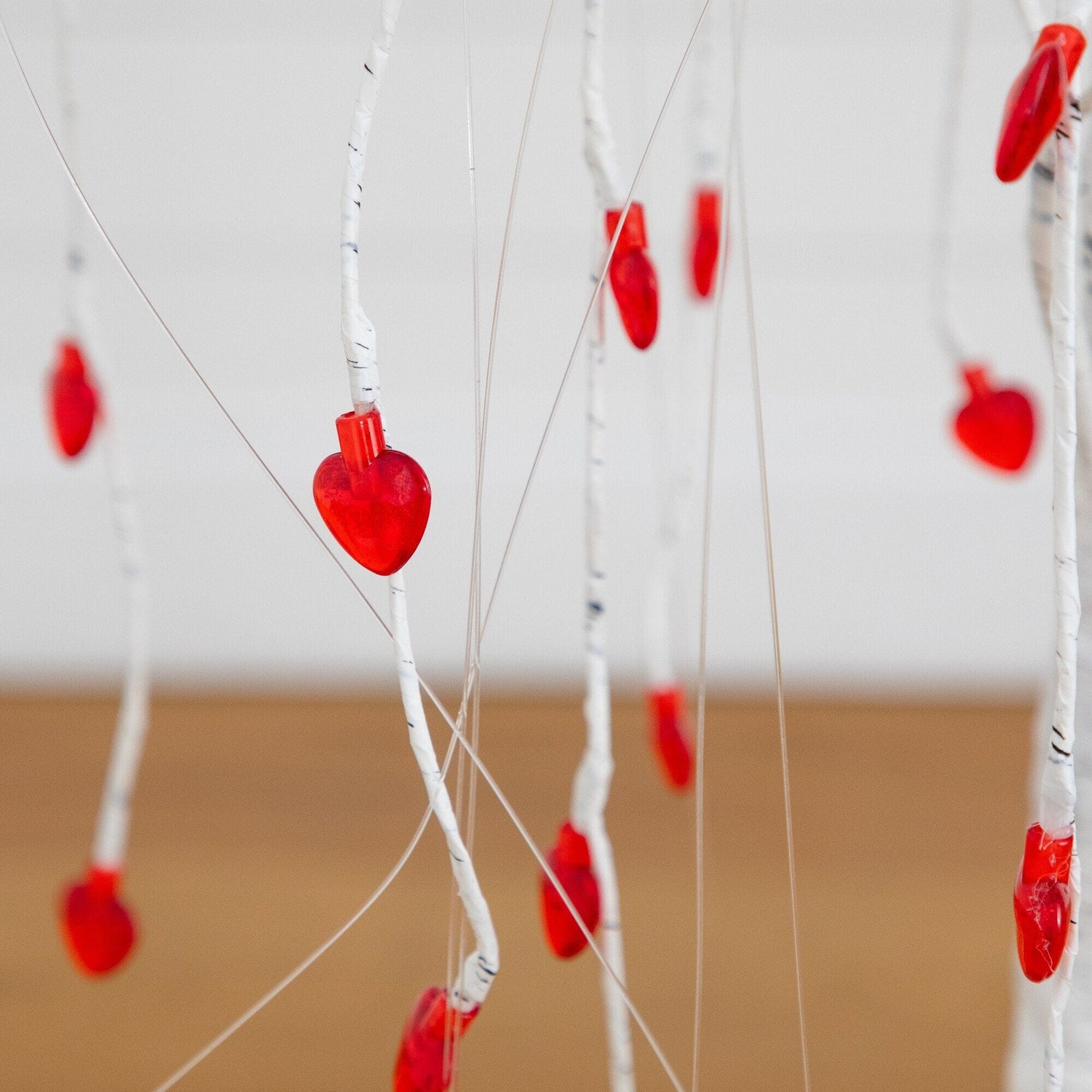 4' Pre-Lit Artificial Valentine's Day Willow Tree with 48 Heart Shaped LED Lights