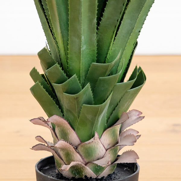 4' UV Resistant Artificial Spiked Agave Plant in White Tower Planter (Indoor/Outdoor)