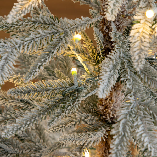 4’Pre-Lit Artificial Flocked Woodland Fir Christmas Tree with 60 Warm White LED Lights