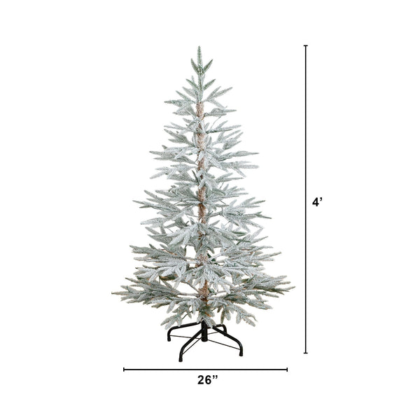 4’Pre-Lit Artificial Flocked Woodland Fir Christmas Tree with 60 Warm White LED Lights
