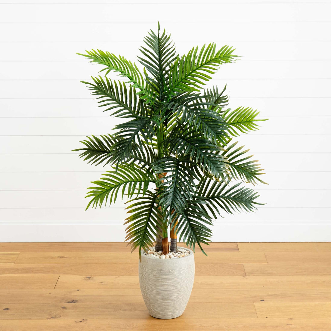 pointy palm plant 5' Areca Palm Artificial Tree in Sand Colored Planter (Real Touch)