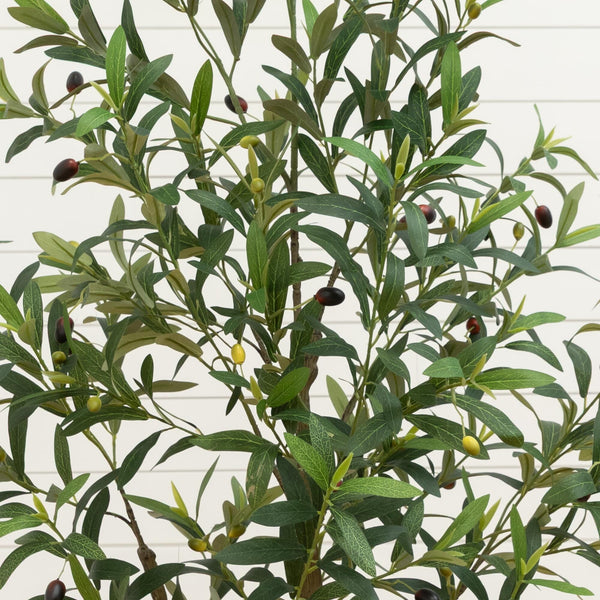 5’ Artificial Olive Tree in White Decorative Planter