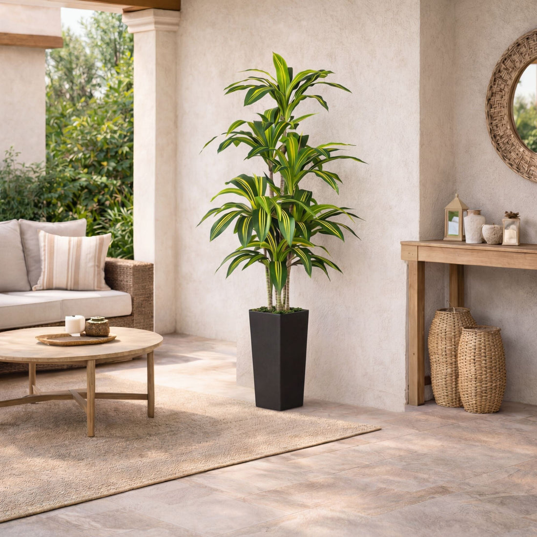 dracaena decor 5' Artificial Real Touch Dracaena in Decorative Planter – Nearly Natural