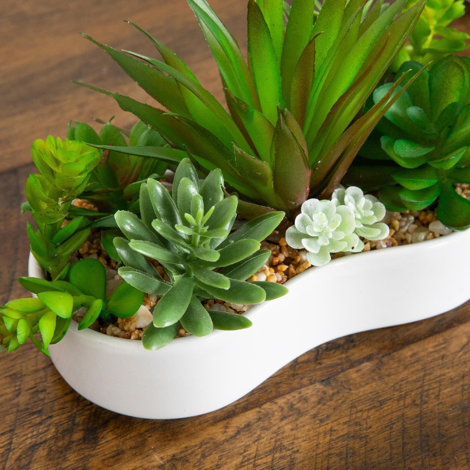 5" Artificial Succulent Garden in Ceramic White Planter -Set of 2