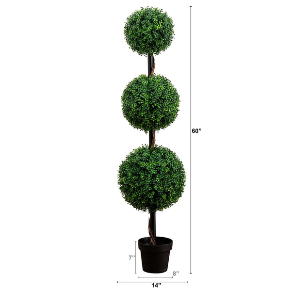 5’ Artificial Triple Ball Boxwood Topiary Tree (Indoor/Outdoor)
