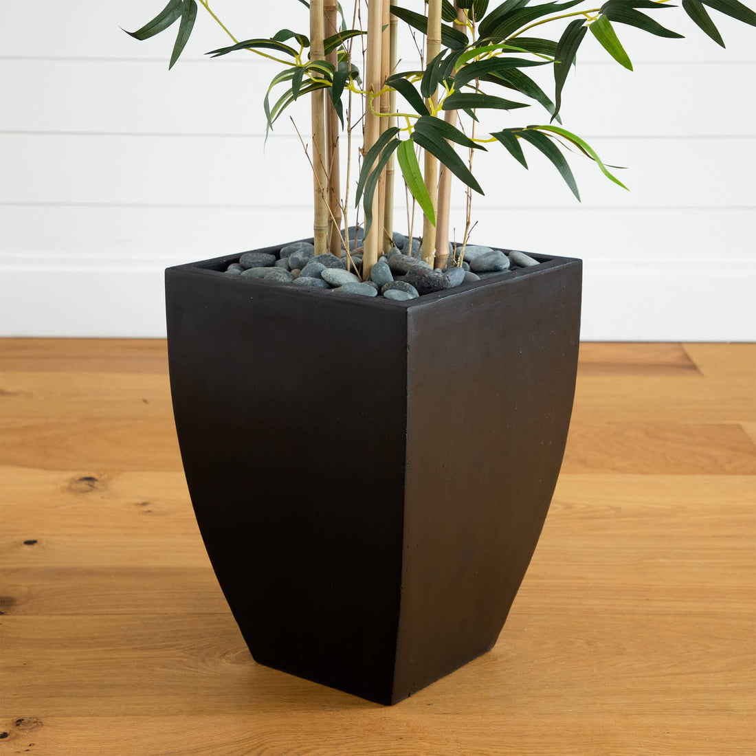 wash pot planter 5' Bamboo Artificial Tree in Black Wash Planter