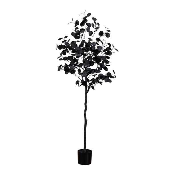 5' Artificial Halloween Black Eucalyptus Tree