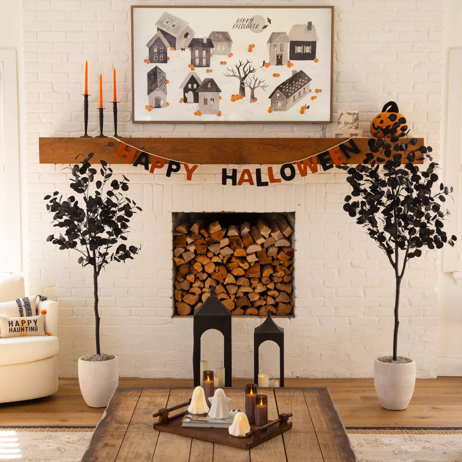 5' Artificial Halloween Black Eucalyptus Tree