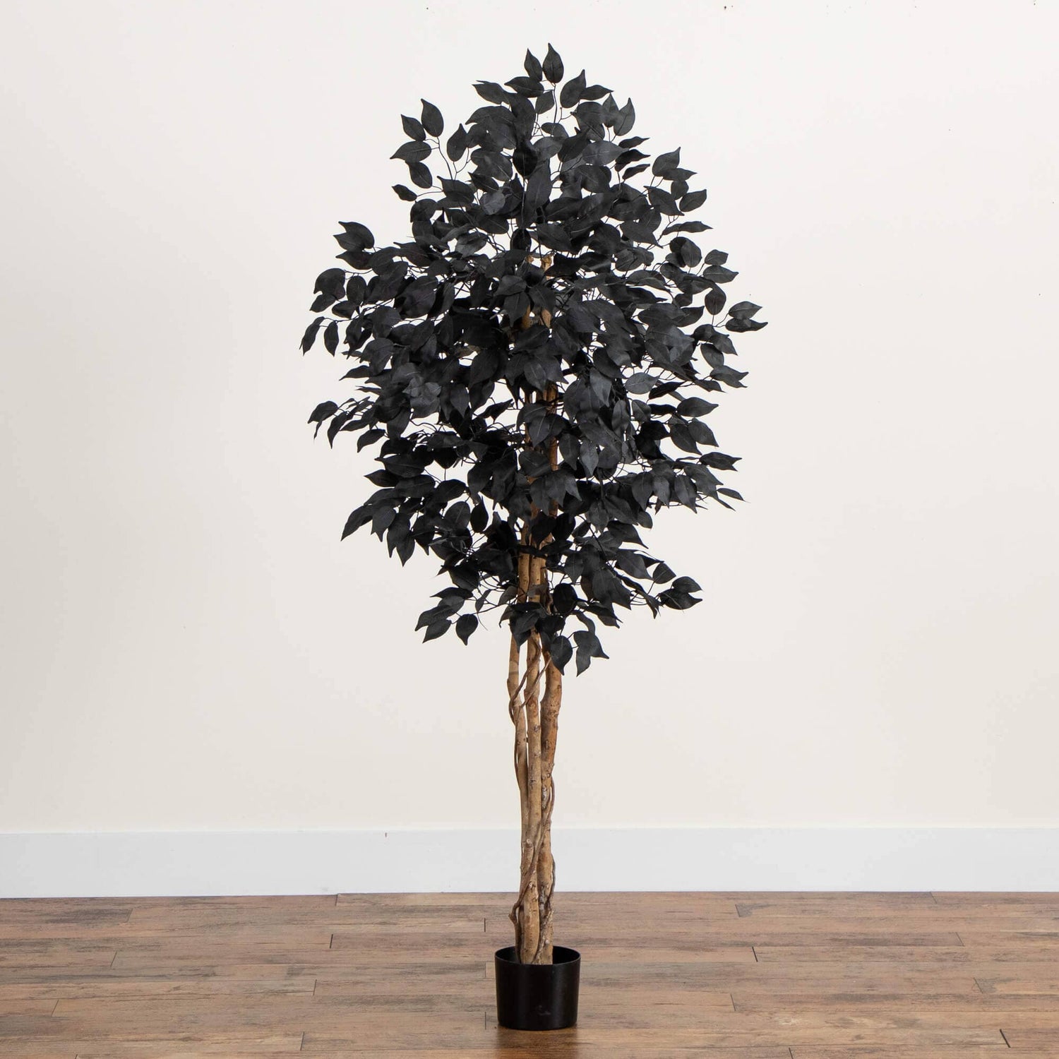 5' Artificial Halloween Black Ficus Tree with Natural Trunk