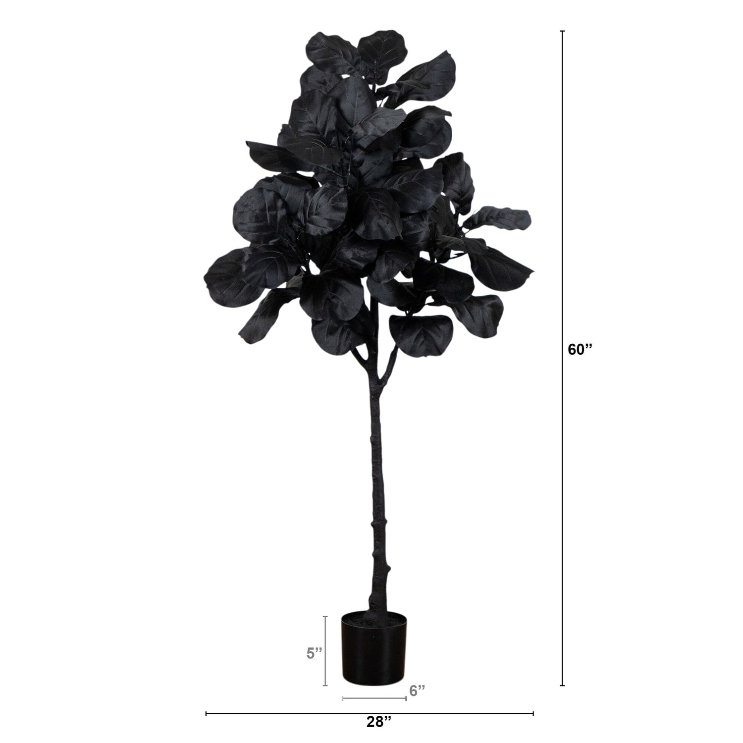 5' Artificial Halloween Black Fiddle Leaf Tree