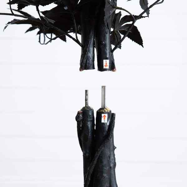 5' Artificial Halloween Black Maple Tree with Natural Trunk