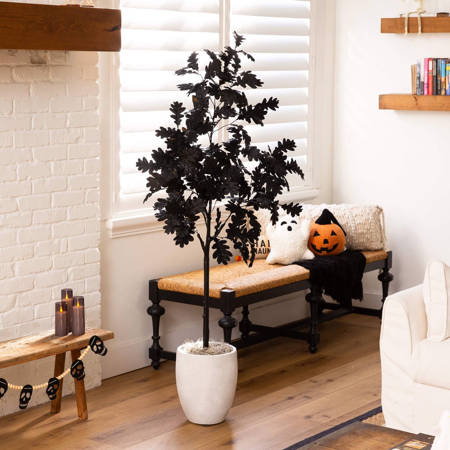 5' Artificial Halloween Black Oak Tree