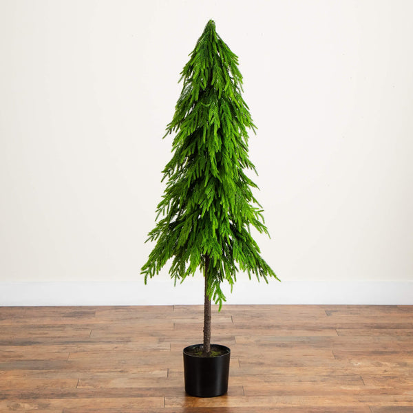 5' Artificial Real Touch Down Swept Norfolk Pine Tree with Natural Look